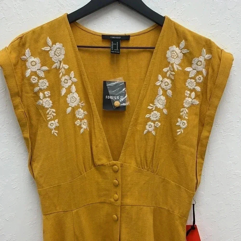 Forever 21 Dukes of Dallas Yellow Mini Dress NWT Size Medium - Picture 3 of 6